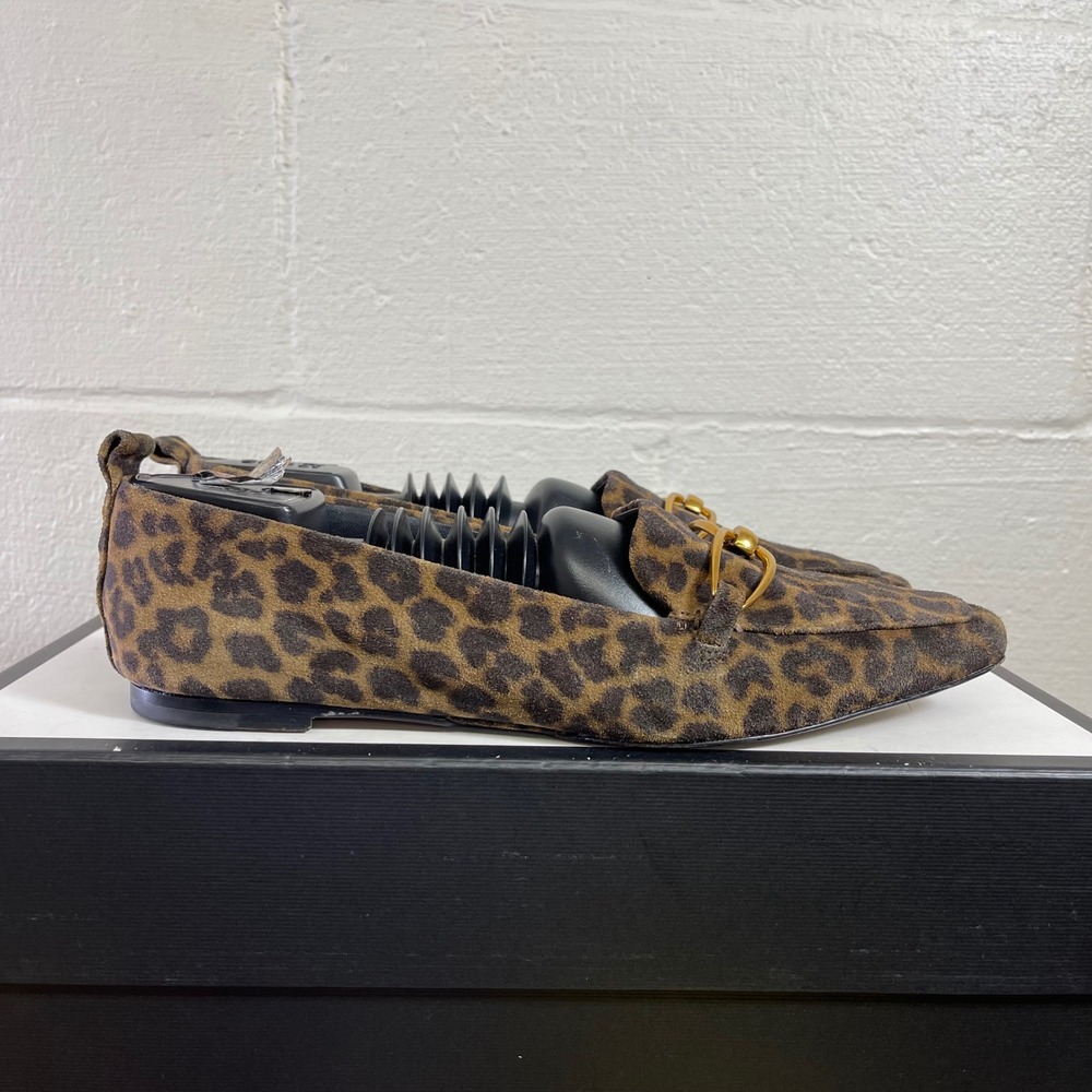 VERONICA BEARD Leopard Flats Pointed Toe Gold Hardware Slip On Women's 9 M